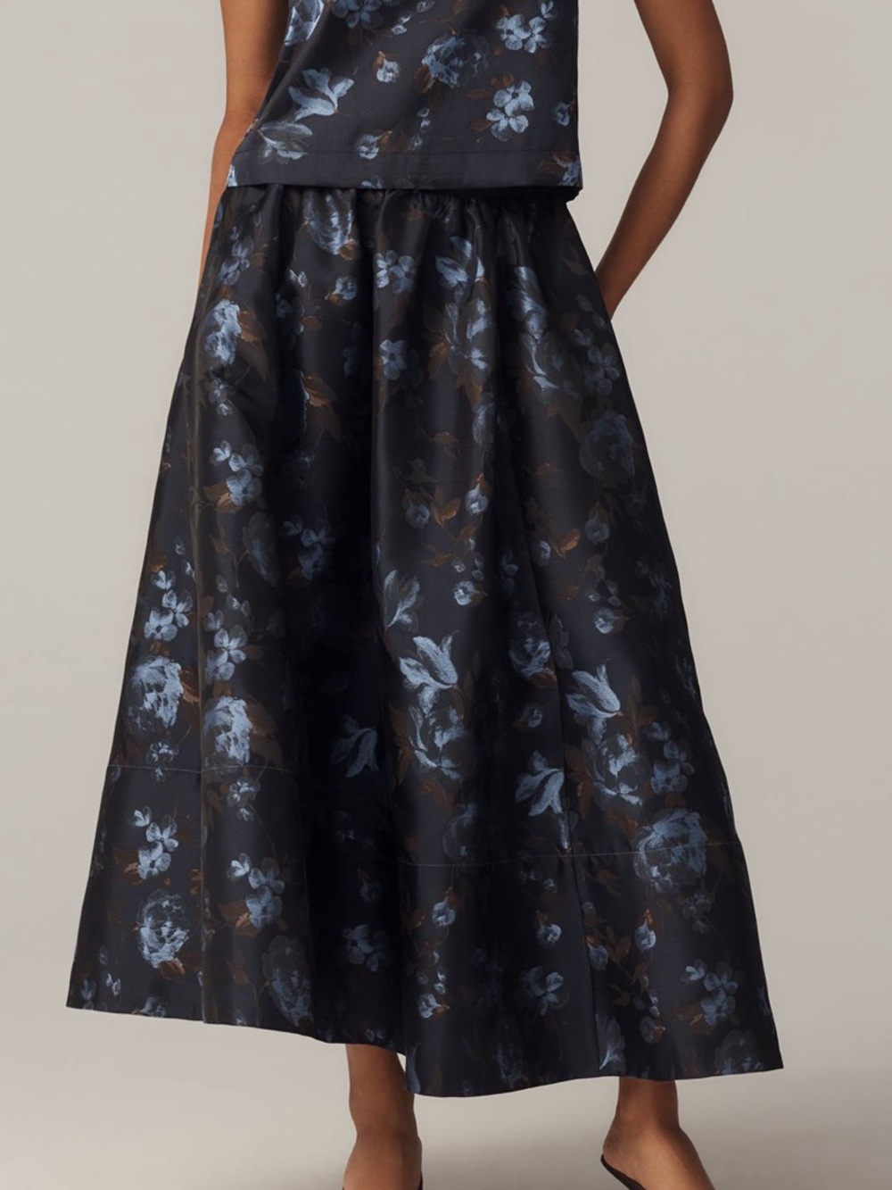Anthropologie The Jacie Poplin Printed Maxi Skirt by Maeve Blue Floral Size MP